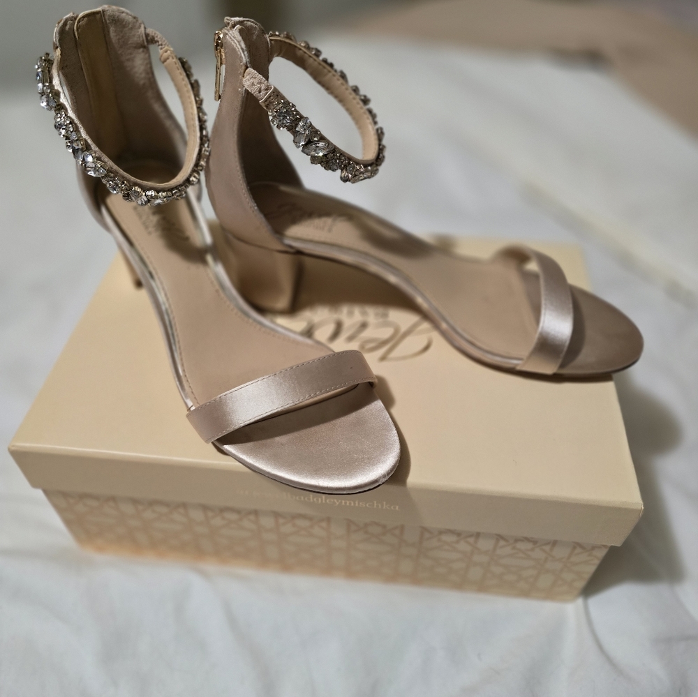 Jewel Badgley Mischka Bradley Embellished Evening Heels Shoes Size 6.5